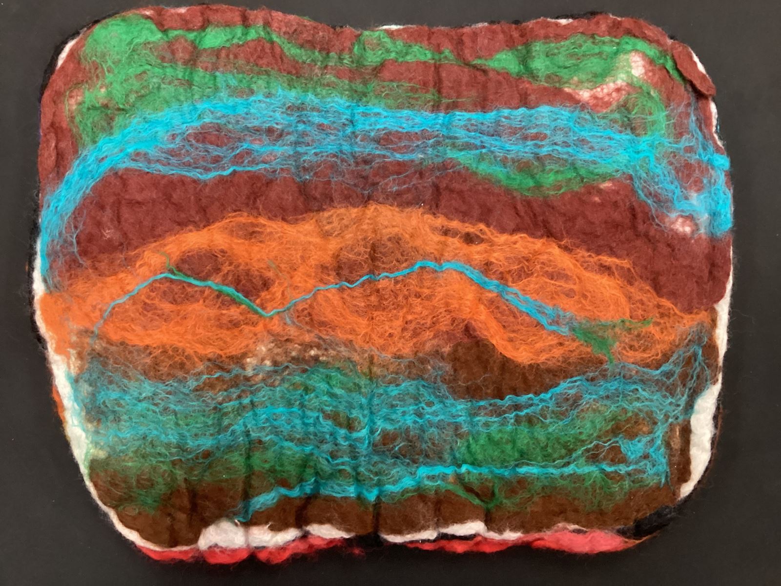 blue, brown, green and orange stripes